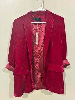 Endless Rose Fuchsia Velvet Blazer